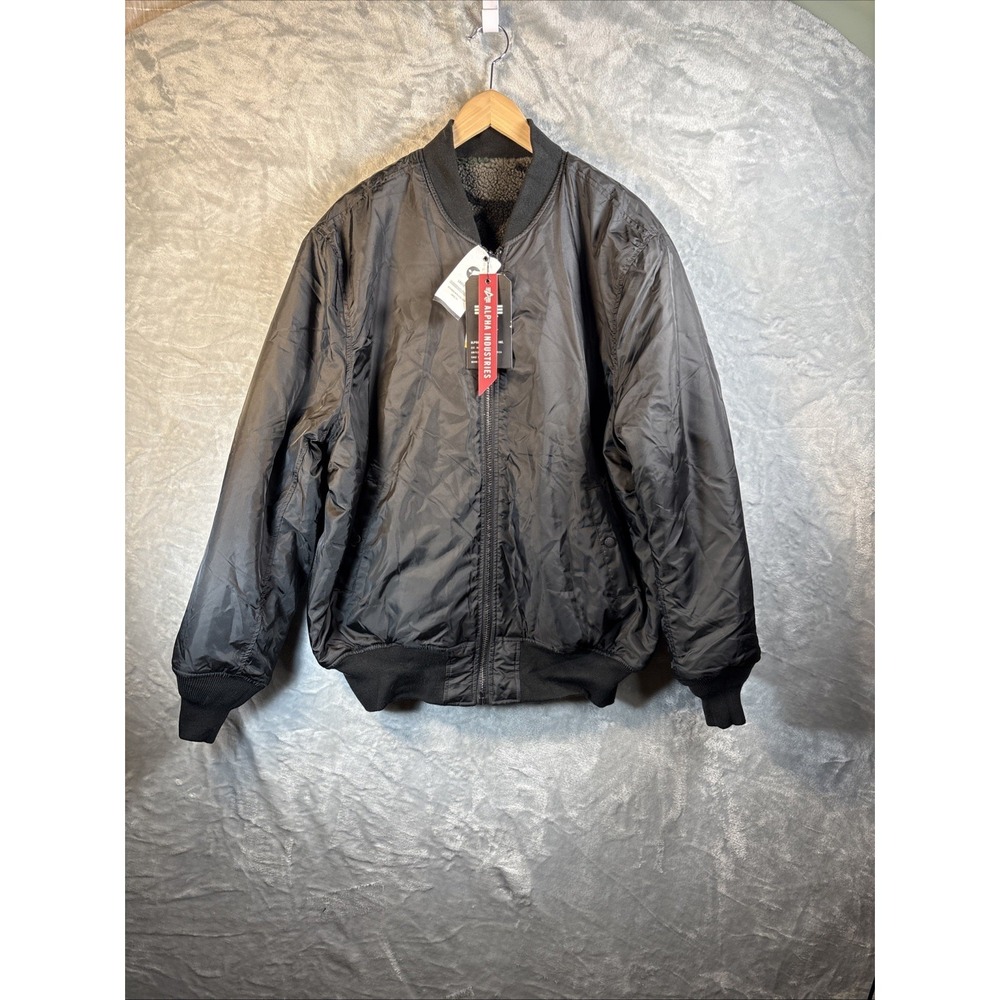 Alpha Industries Jacket Mens Medium Black Camo L-2B Sherpa Reversible Relaxed - Picture 2 of 15